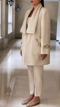 Minimalist Ivory Waterfall Collar Coat